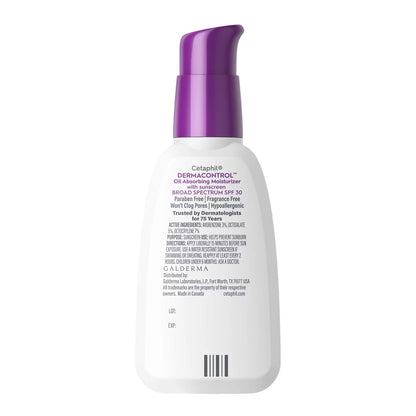 Cetaphil Dermacontrol Oil Absorbing Face Moisturizer Sunscreen Lotion with SPF 30 - 4 fl oz: Avobenzone, Hypoallergenic, Lotion, Oily Skin
