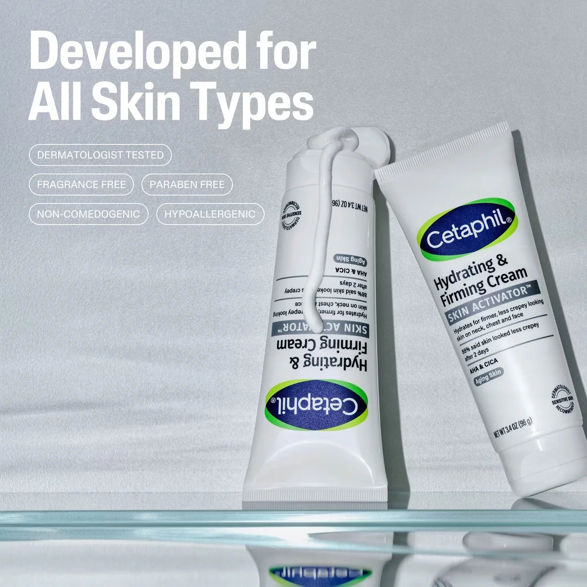 Cetaphil Hydrating & Skin Firming Anti Aging Cream for Face, Neck and Chest - 3.4oz: Moisturizing, Hypoallergenic, Normal to Very Dry Skin