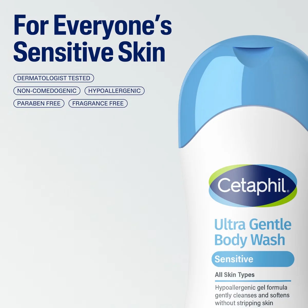 Cetaphil Ultra Gentle Sensitive Body Wash - Fragrance Free - 16.9 fl oz: Paraben-Free, Hypoallergenic, With Aloe