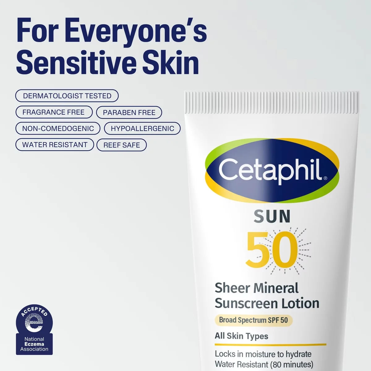 Cetaphil Sheer Mineral Body and Face Sunscreen Lotion Reef Safe - SPF 50 - Travel Size - 3 fl oz