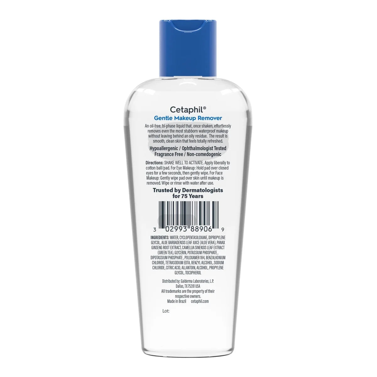 Cetaphil Gentle Makeup Remover Waterproof and Oil Free - 6oz: For Sensitive Skin, No Fragrance Added, Aloe, Green Tea