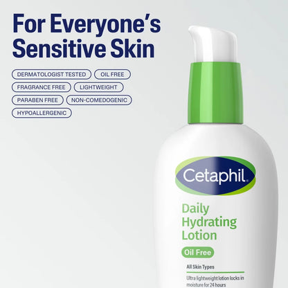 Cetaphil Hydrating Oil-Free Face Moisturizer with Hyaluronic Acid - 3 fl oz: Hypoallergenic, For Normal, Oily, Combination, Sensitive, Mature