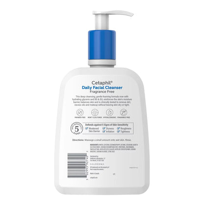 Cetaphil Fragrance Free Daily Face Wash Cleanser for Normal to Oily Skin - 16 fl oz