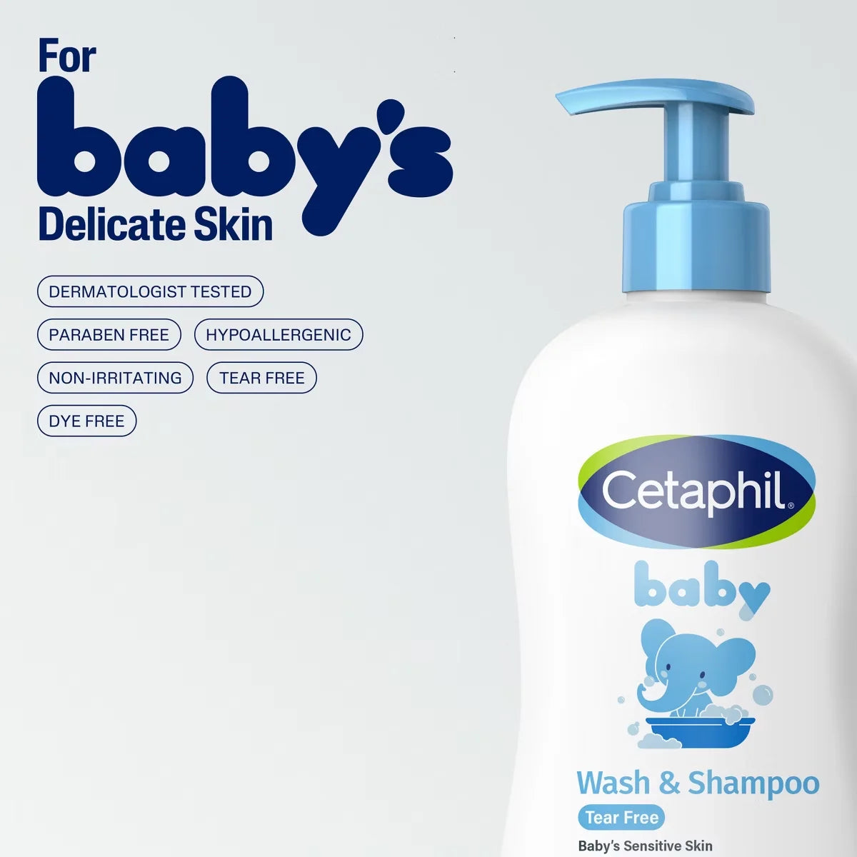 Cetaphil Baby Wash and Shampoo with Calendula, Tear Free and Hypoallergenic - 7.8 fl oz: For Sensitive, Combination, Dry Skin, Whole Body Use, Bottle