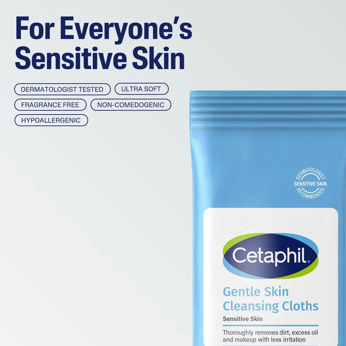 Cetaphil Gentle Skin Cleansing Cloths Makeup Remover Wipes for Face and Body - Unscented - 50ct/2pk