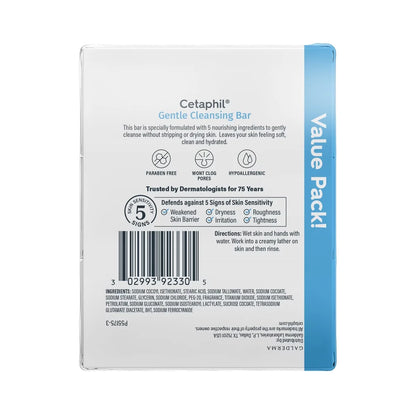 Cetaphil Gentle Cleansing Face and Body Bar Soap for Normal to Dry Skin - 3pk/4.5oz: Hypoallergenic, Dye-Free, Noncomedogenic