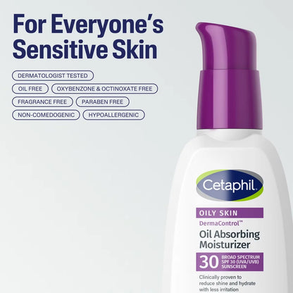 Cetaphil Dermacontrol Oil Absorbing Face Moisturizer Sunscreen Lotion with SPF 30 - 4 fl oz: Avobenzone, Hypoallergenic, Lotion, Oily Skin
