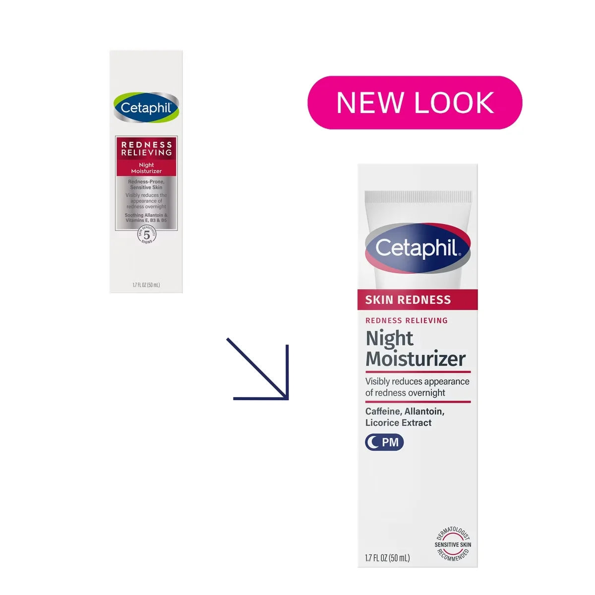 Cetaphil Redness Relieving Night Face Moisturizer - Fragrance Free - 1.7 fl oz: Sensitive Skin, Hypoallergenic, Noncomedogenic, Paraben-Free