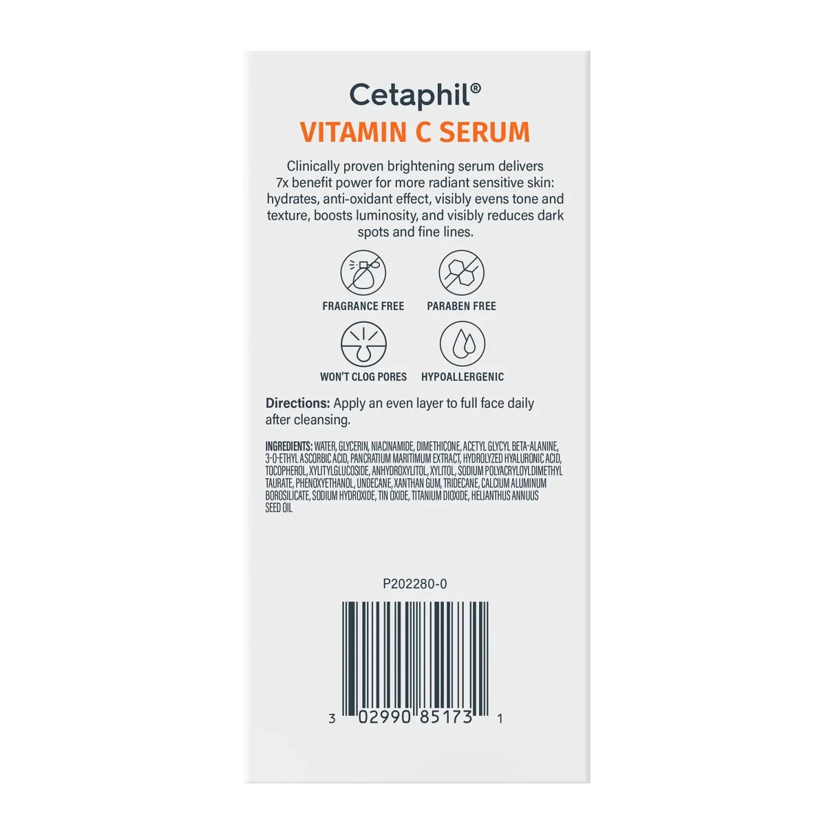 Cetaphil Brightening Vitamin C Face Serum with Niacinamide - 1fl oz: Facial Treatment, Sensitive Skin, Unscented