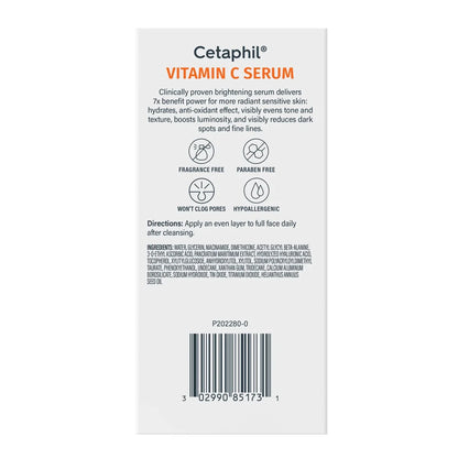 Cetaphil Brightening Vitamin C Face Serum with Niacinamide - 1fl oz: Facial Treatment, Sensitive Skin, Unscented