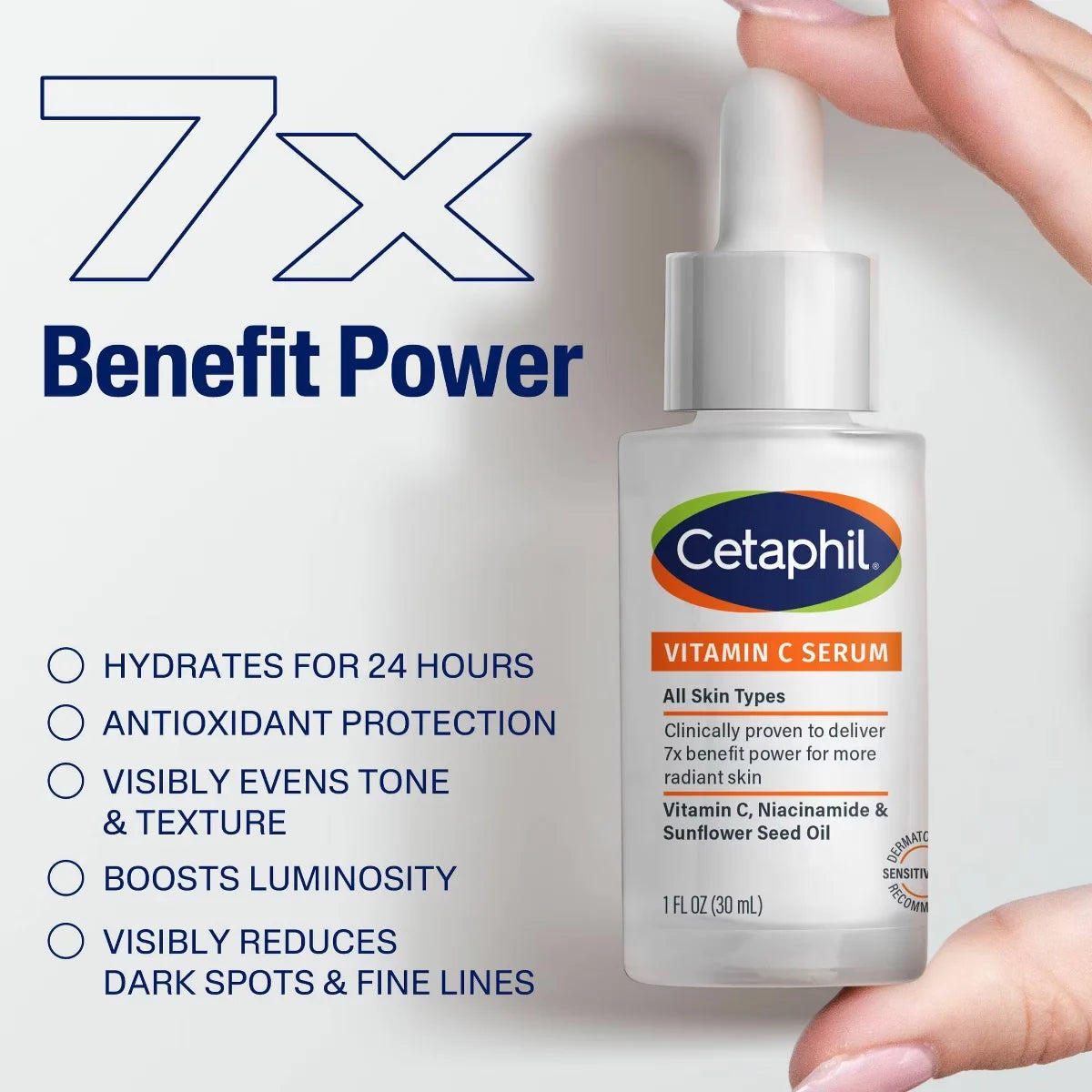 Cetaphil Brightening Vitamin C Face Serum with Niacinamide - 1fl oz: Facial Treatment, Sensitive Skin, Unscented