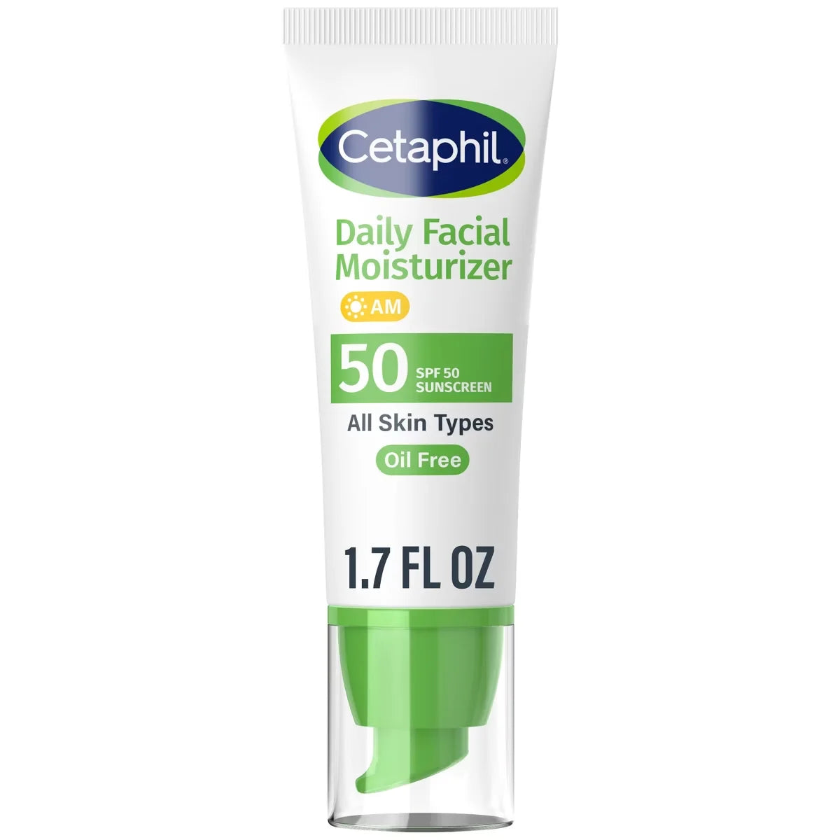 Cetaphil Daily Face Moisturizer Sunscreen Lotion - SPF 50 - 1.7 fl oz: Hypoallergenic, Noncomedogenic, Phthalate-Free, Recommended for Sensitive Skin