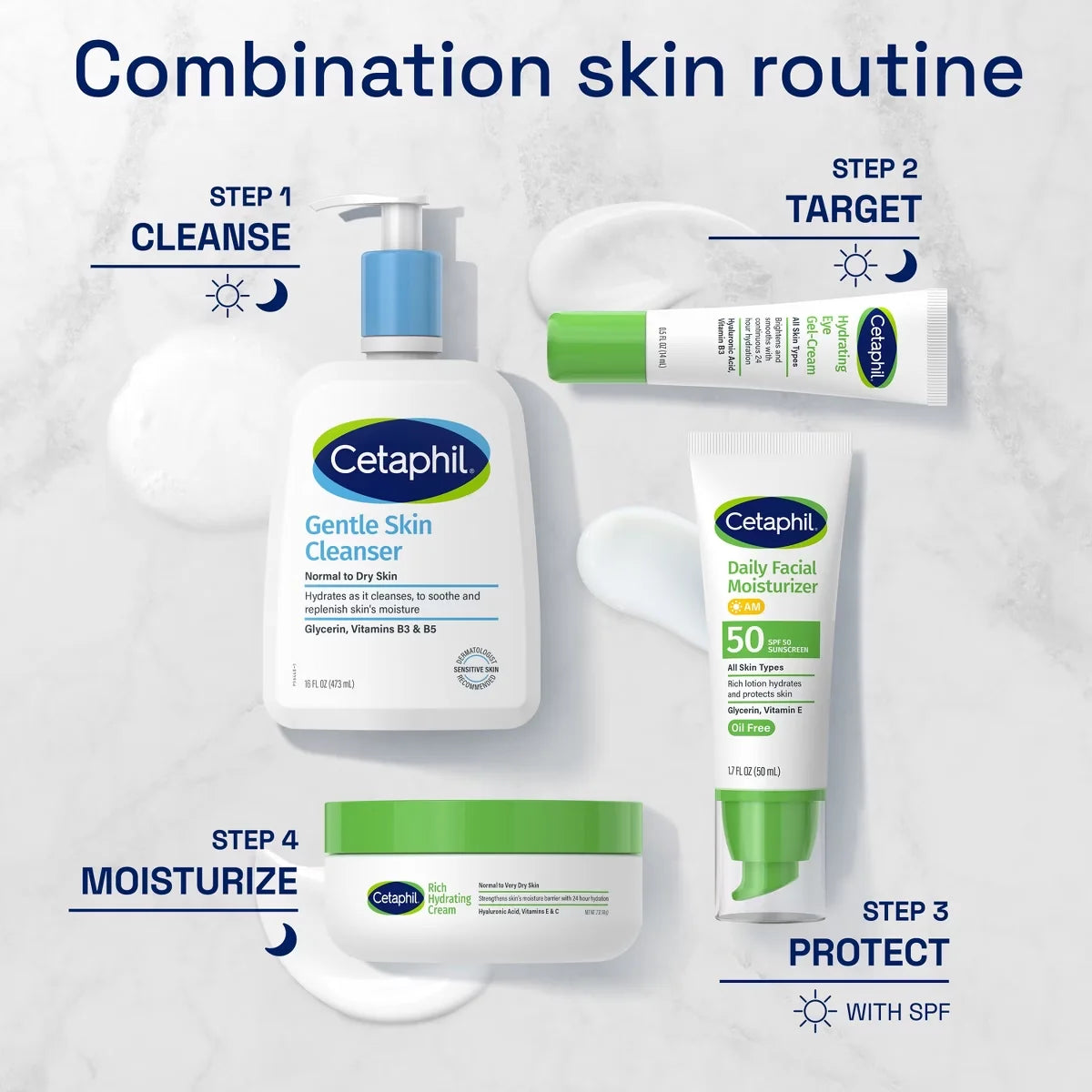 Cetaphil Daily Face Moisturizer Sunscreen Lotion - SPF 50 - 1.7 fl oz: Hypoallergenic, Noncomedogenic, Phthalate-Free, Recommended for Sensitive Skin