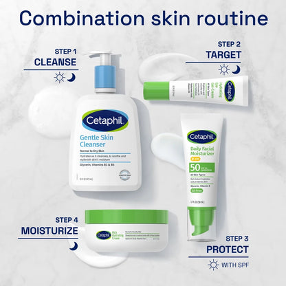 Cetaphil Daily Face Moisturizer Sunscreen Lotion - SPF 50 - 1.7 fl oz: Hypoallergenic, Noncomedogenic, Phthalate-Free, Recommended for Sensitive Skin