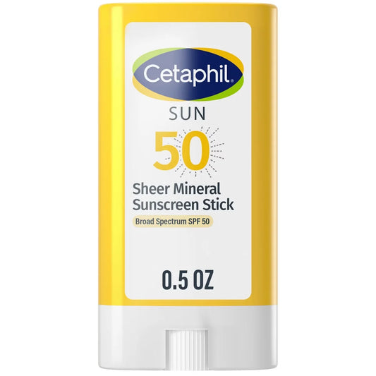 Cetaphil Sheer Mineral Face Sunscreen Stick SPF 50 Reef Safe - Travel Size - 0.5oz: Paraben-Free, Hypoallergenic, Contains Vitamin E, Titanium Dioxide