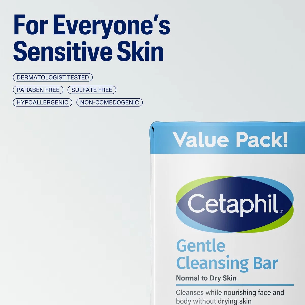 Cetaphil Gentle Cleansing Face and Body Bar Soap for Normal to Dry Skin - 3pk/4.5oz: Hypoallergenic, Dye-Free, Noncomedogenic