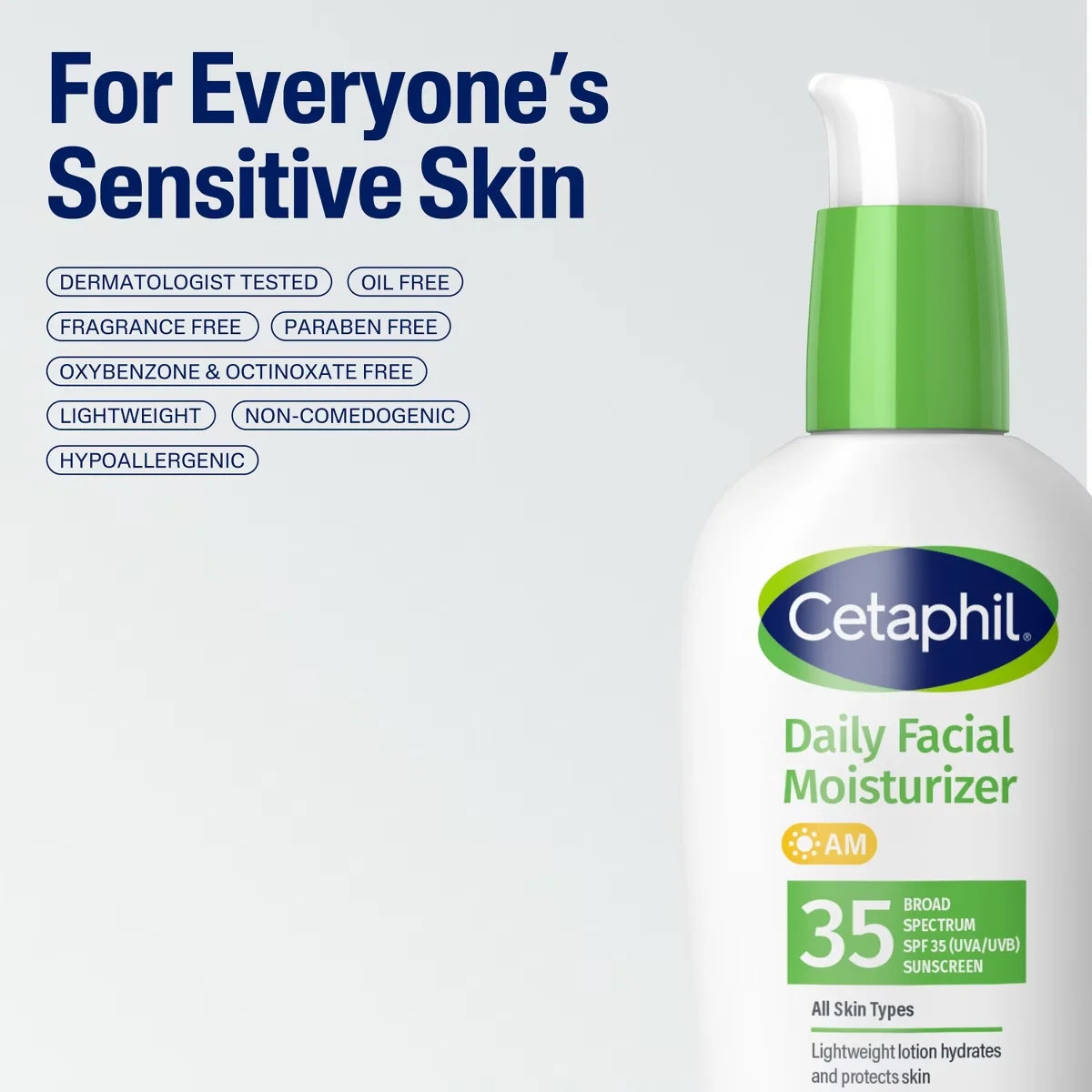Cetaphil Daily Face Moisturizer Sunscreen Lotion - SPF 35 - Travel Size - 3 fl oz: Hypoallergenic, Contains Vitamin E, Oxybenzone-Free