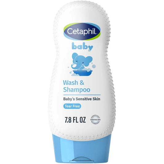 Cetaphil Baby Wash and Shampoo with Calendula, Tear Free and Hypoallergenic - 7.8 fl oz: For Sensitive, Combination, Dry Skin, Whole Body Use, Bottle