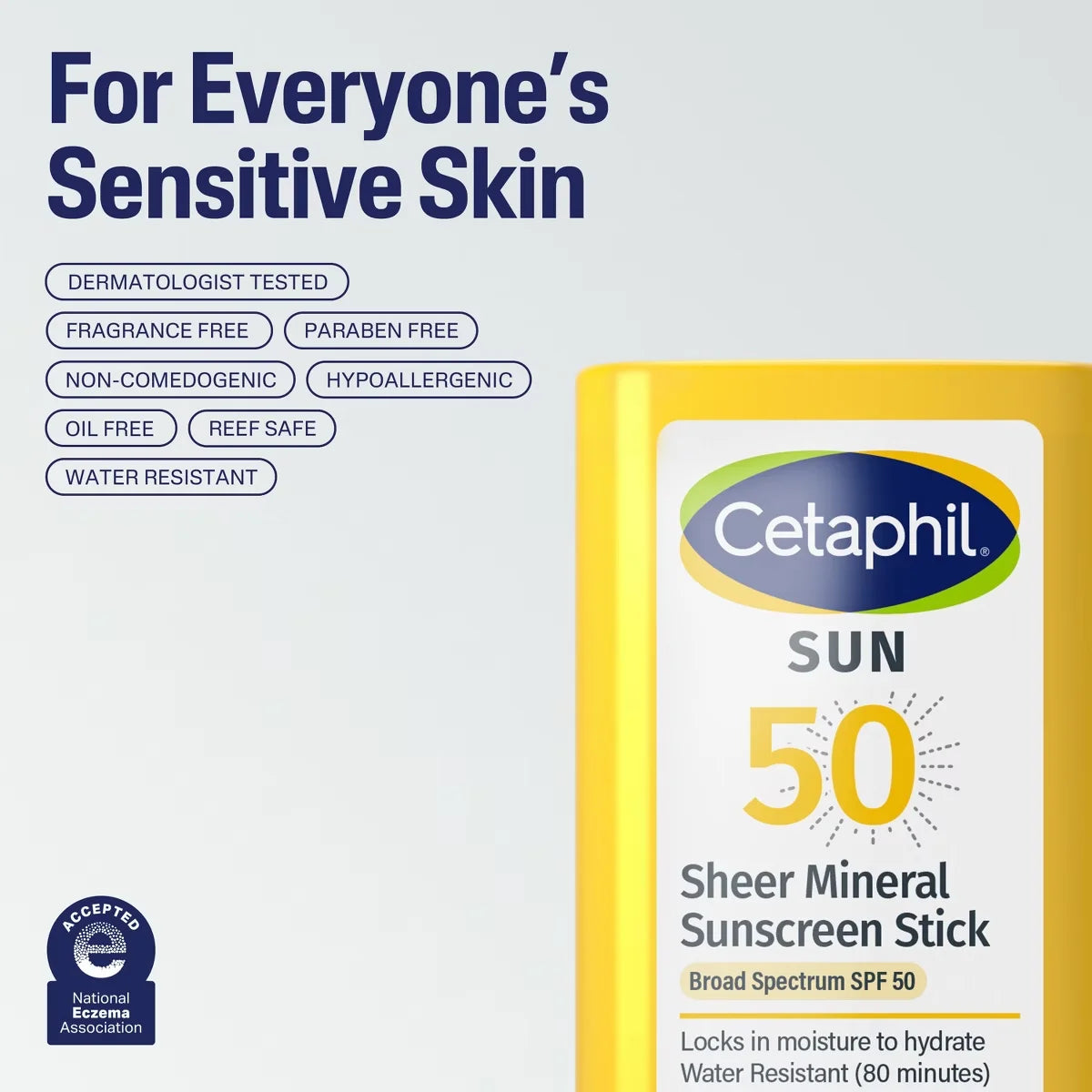 Cetaphil Sheer Mineral Face Sunscreen Stick SPF 50 Reef Safe - Travel Size - 0.5oz: Paraben-Free, Hypoallergenic, Contains Vitamin E, Titanium Dioxide