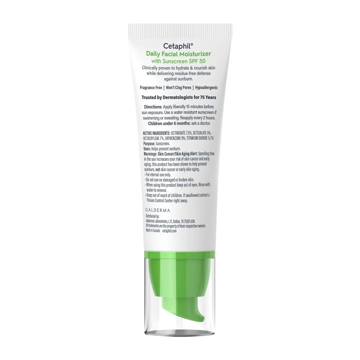 Cetaphil Daily Face Moisturizer Sunscreen Lotion - SPF 50 - 1.7 fl oz: Hypoallergenic, Noncomedogenic, Phthalate-Free, Recommended for Sensitive Skin