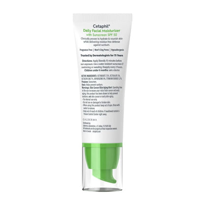 Cetaphil Daily Face Moisturizer Sunscreen Lotion - SPF 50 - 1.7 fl oz: Hypoallergenic, Noncomedogenic, Phthalate-Free, Recommended for Sensitive Skin