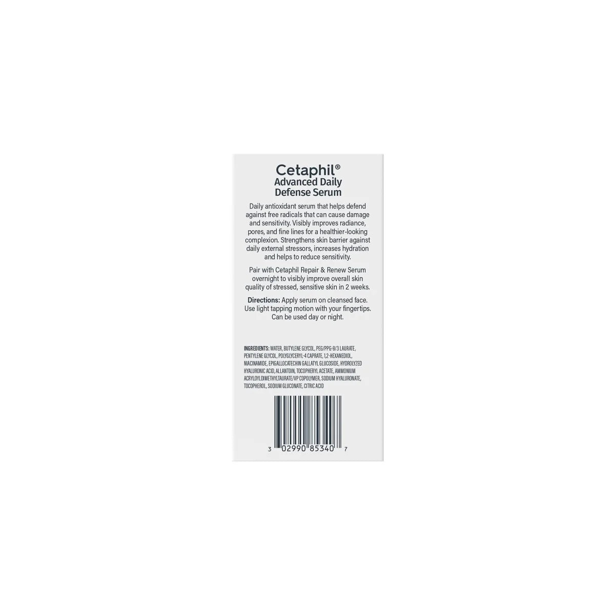 Cetaphil Advanced Defense Face Serum for Stressed Sensitive Skin with Gallic Acid & Vitamin E - Travel Size - 1 fl oz