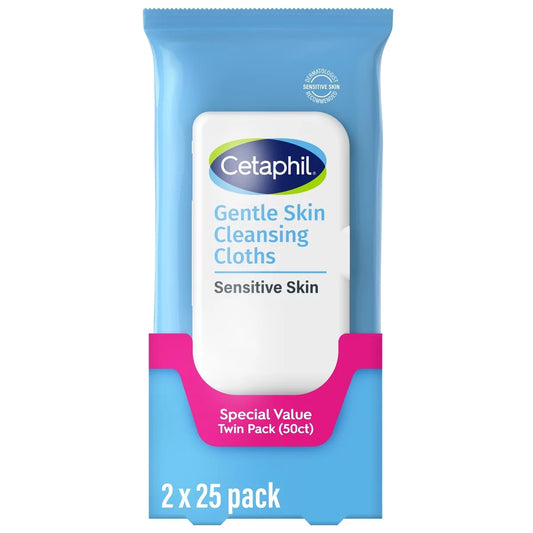 Cetaphil Gentle Skin Cleansing Cloths Makeup Remover Wipes for Face and Body - Unscented - 50ct/2pk