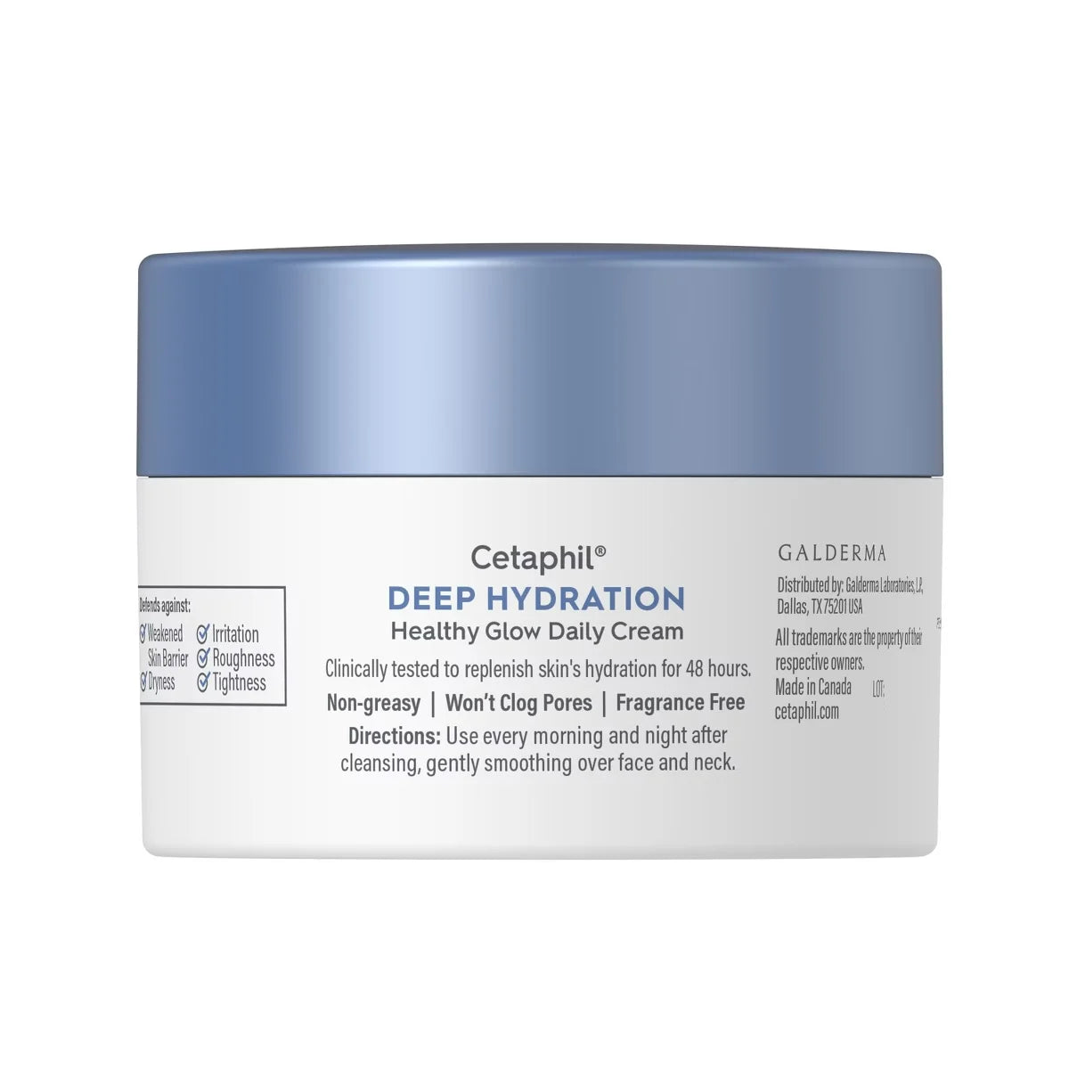 Cetaphil Daily Deep Hydrating Face Moisturizer Cream for Dry Skin - 1.7oz: Unscented, Combination & Sensitive Skin, Hyaluronic Acid