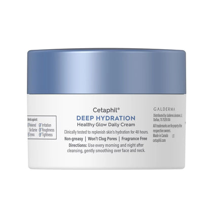 Cetaphil Daily Deep Hydrating Face Moisturizer Cream for Dry Skin - 1.7oz: Unscented, Combination & Sensitive Skin, Hyaluronic Acid