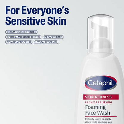 Cetaphil Foaming Face Wash, Facial Cleanser for Redness Prone Skin - 8 fl oz: Paraben-Free, Noncomedogenic, Unscented, Contains 1 Unit