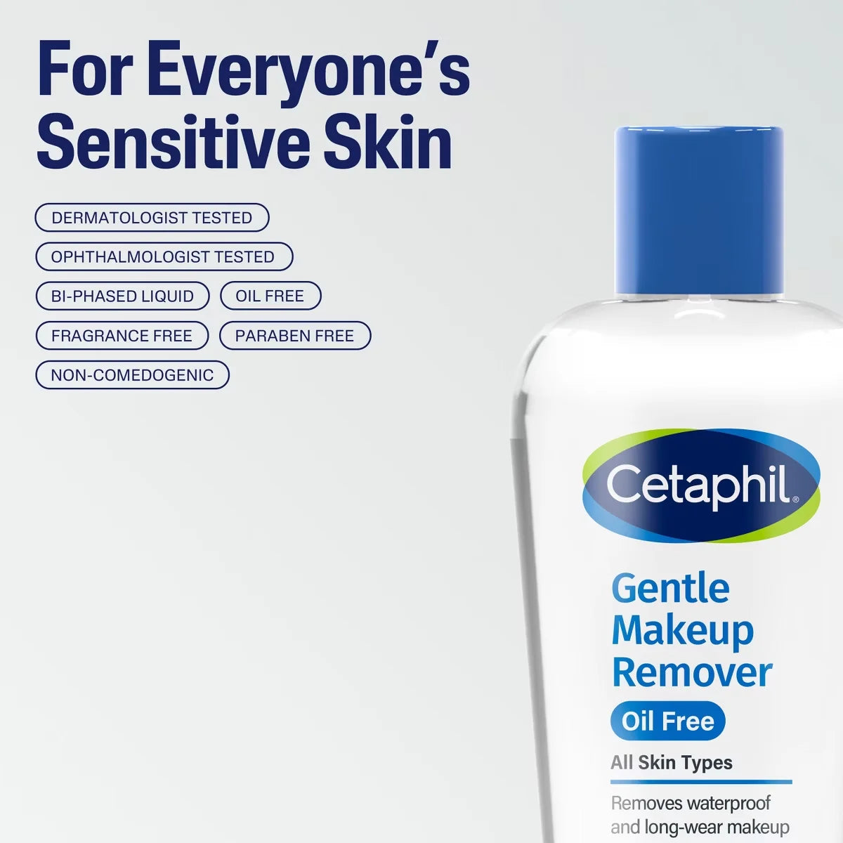 Cetaphil Gentle Makeup Remover Waterproof and Oil Free - 6oz: For Sensitive Skin, No Fragrance Added, Aloe, Green Tea
