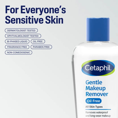 Cetaphil Gentle Makeup Remover Waterproof and Oil Free - 6oz: For Sensitive Skin, No Fragrance Added, Aloe, Green Tea