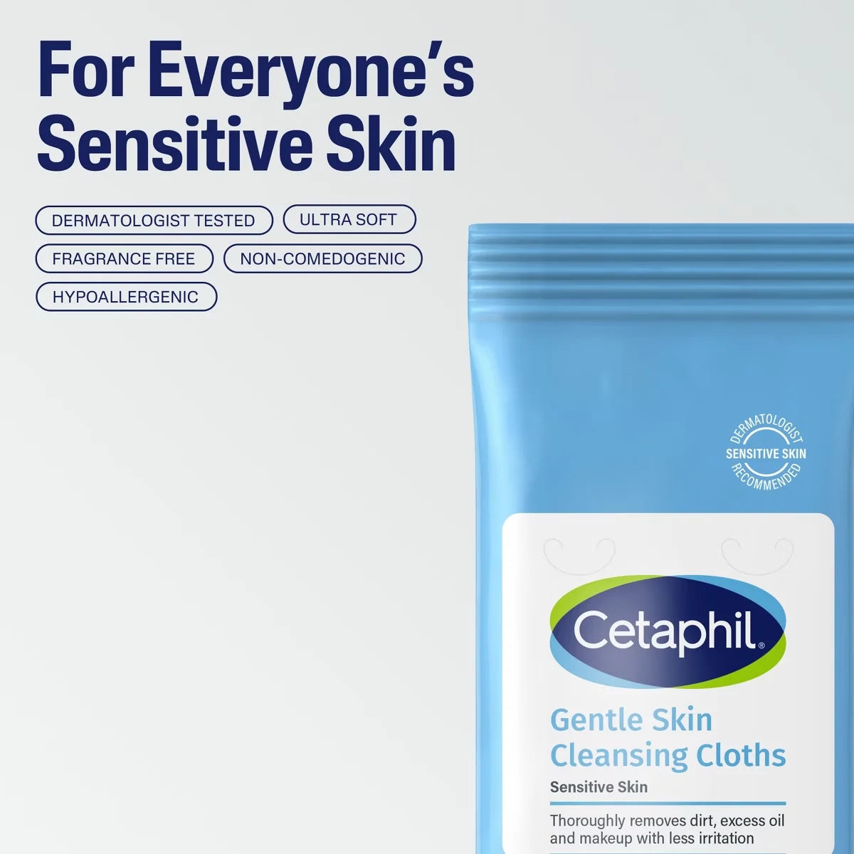 Cetaphil Gentle Skin Cleansing Cloth and Makeup Remover Wipes for Face and Body - 25ct