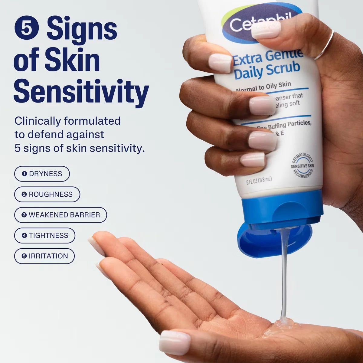 Cetaphil Extra Gentle Exfoliating Face Wash Daily Scrub - 6 fl oz: For Normal, Oily, Combination, Sensitive, Mature, Dry Skin