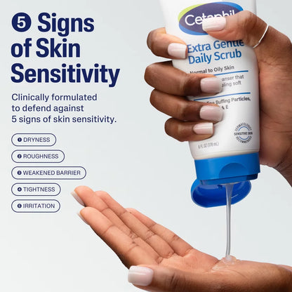 Cetaphil Extra Gentle Exfoliating Face Wash Daily Scrub - 6 fl oz: For Normal, Oily, Combination, Sensitive, Mature, Dry Skin