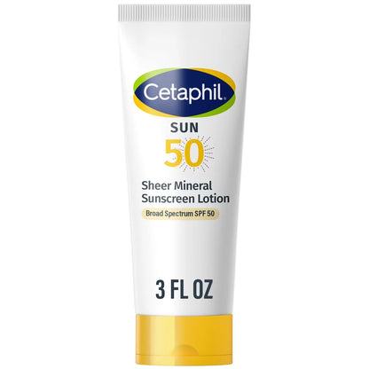 Cetaphil Sheer Mineral Body and Face Sunscreen Lotion Reef Safe - SPF 50 - Travel Size - 3 fl oz
