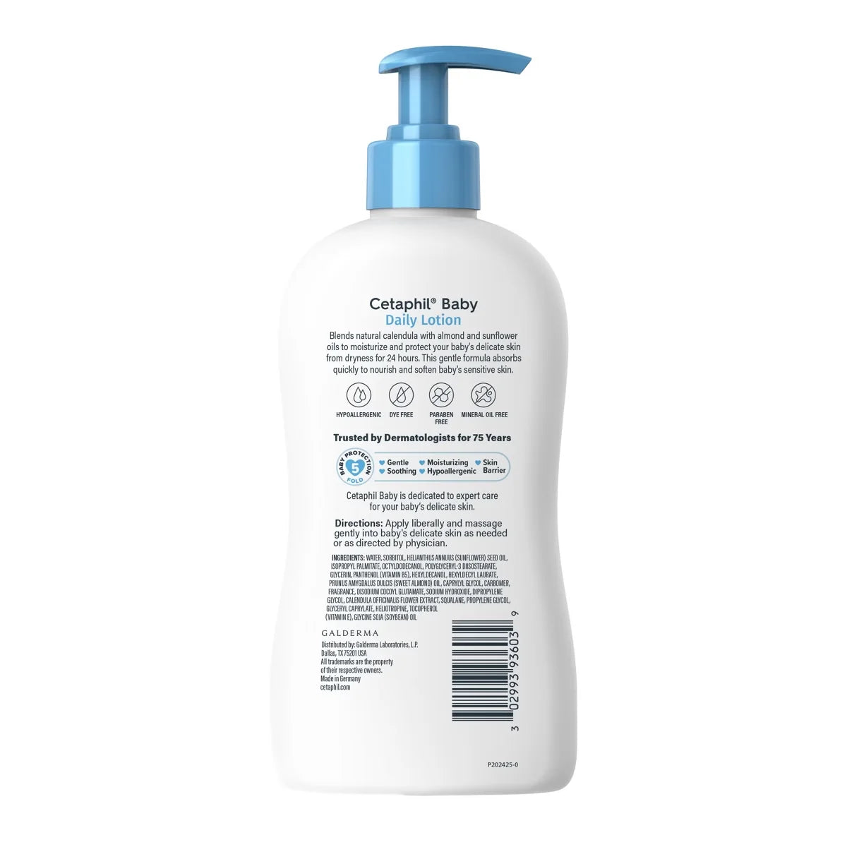 Cetaphil Daily Baby Lotion with Calendula, Hypoallergenic - 13.5 fl oz: Moisturizing, Soothing, Paraben-Free, Sulfate-Free