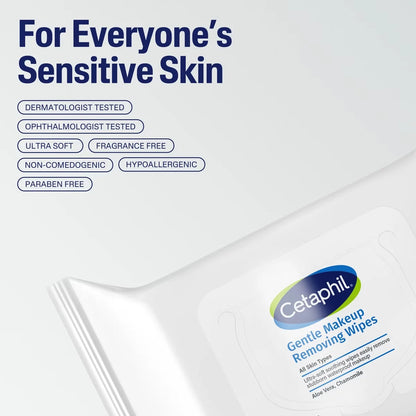 Cetaphil Makeup Remover Face Wipes for All Skin Types - Unscented - 25ct: Hypoallergenic, Noncomedogenic, Contains Aloe, Contains Chamomile