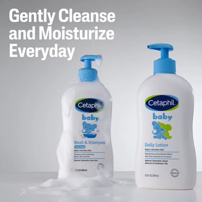 Cetaphil Baby Wash and Shampoo with Calendula, Tear Free and Hypoallergenic - 7.8 fl oz: For Sensitive, Combination, Dry Skin, Whole Body Use, Bottle