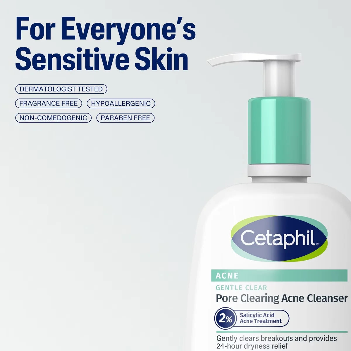Cetaphil Gentle Clear Pore Cleansing 2% Salicylic Acid Acne Treatment Face Wash - 8 fl oz: Gel, Unscented, For Sensitive Skin