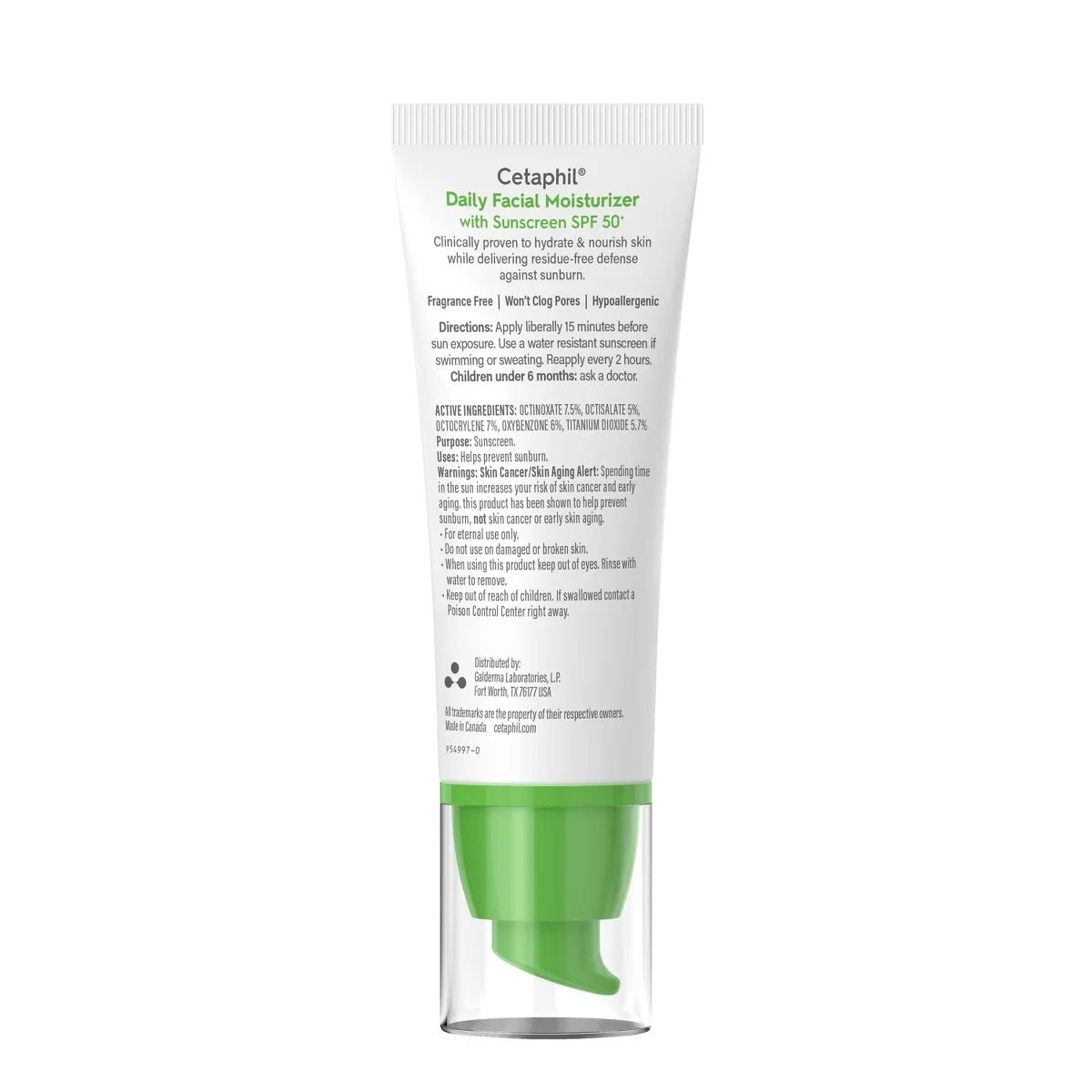 Cetaphil Daily Face Moisturizer Sunscreen Lotion - SPF 50 - 1.7 fl oz: Hypoallergenic, Noncomedogenic, Phthalate-Free, Recommended for Sensitive Skin