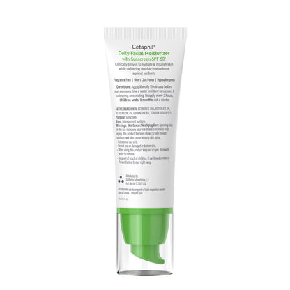 Cetaphil Daily Face Moisturizer Sunscreen Lotion - SPF 50 - 1.7 fl oz: Hypoallergenic, Noncomedogenic, Phthalate-Free, Recommended for Sensitive Skin
